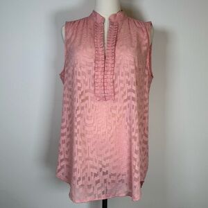 Ann Taylor Sleeveless V-Neck Sheer Pink Blouse Women’s Size Medium